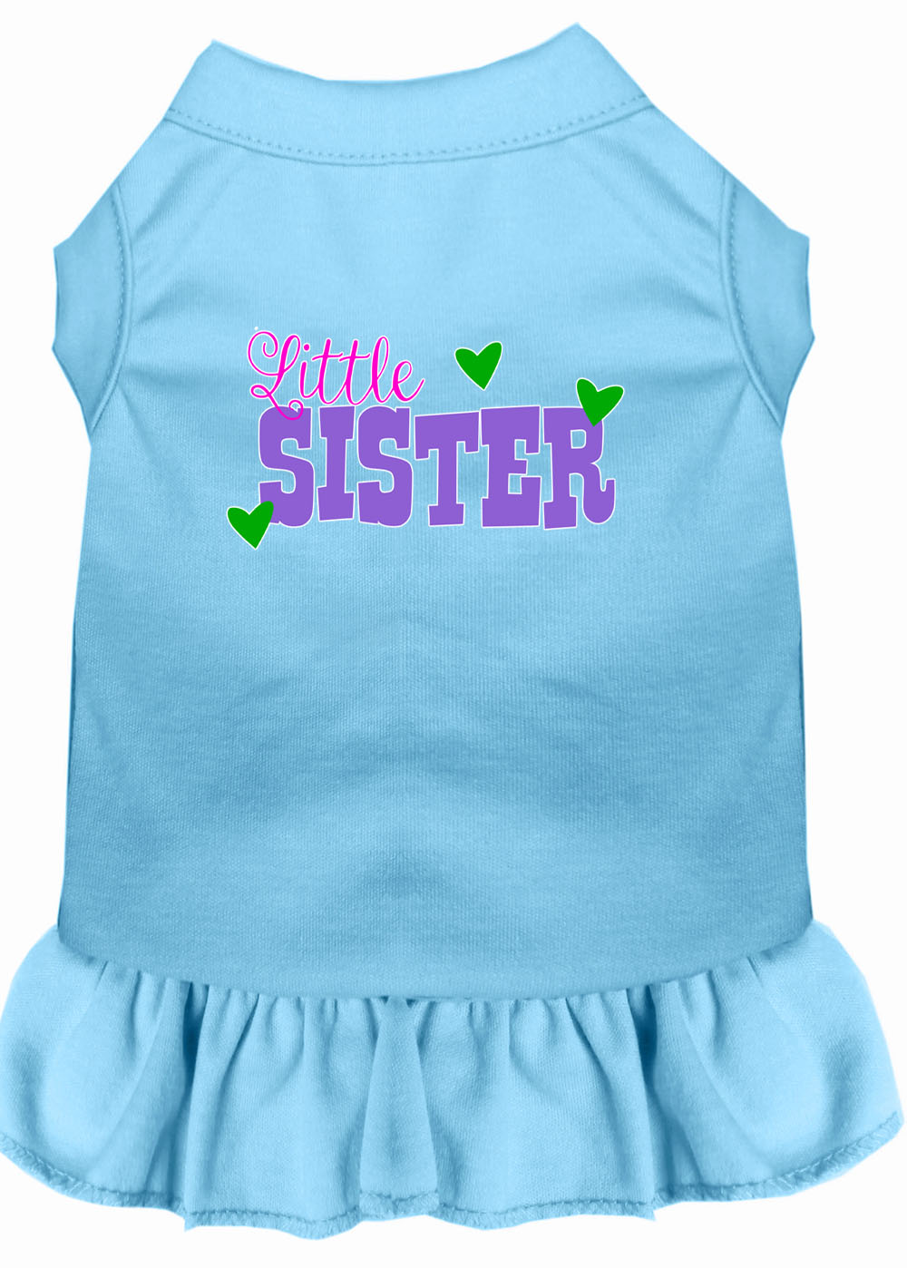 Little Sister Screen Print Dog Dress Baby Blue Med